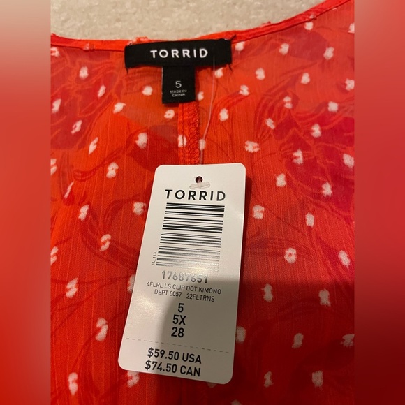 Torrid blouson sleeve kimono size 5 NWT - Picture 9 of 11